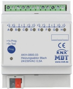 KNX Elektronische Heizung Aktoren, 8 Binärausgänge, 230VAC, DIN-Schienen, Ref. AKH-0800.03
