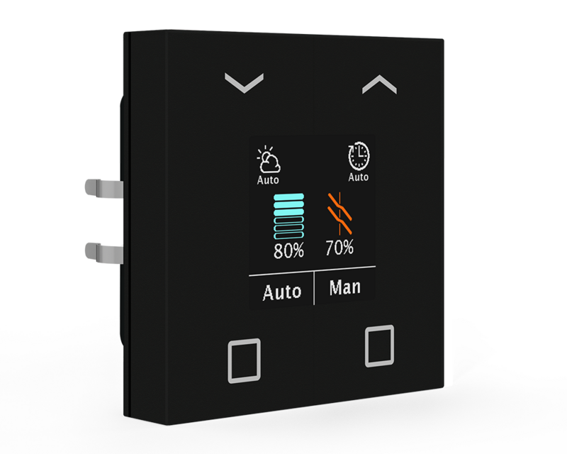 KNX Blind Push Button Smart 55 4-fold with colour display, Black matt