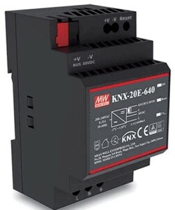 KNX power supply, 640mA, with additional output, DIN rail, black, Ref. KNX-20E-640 NEGRA